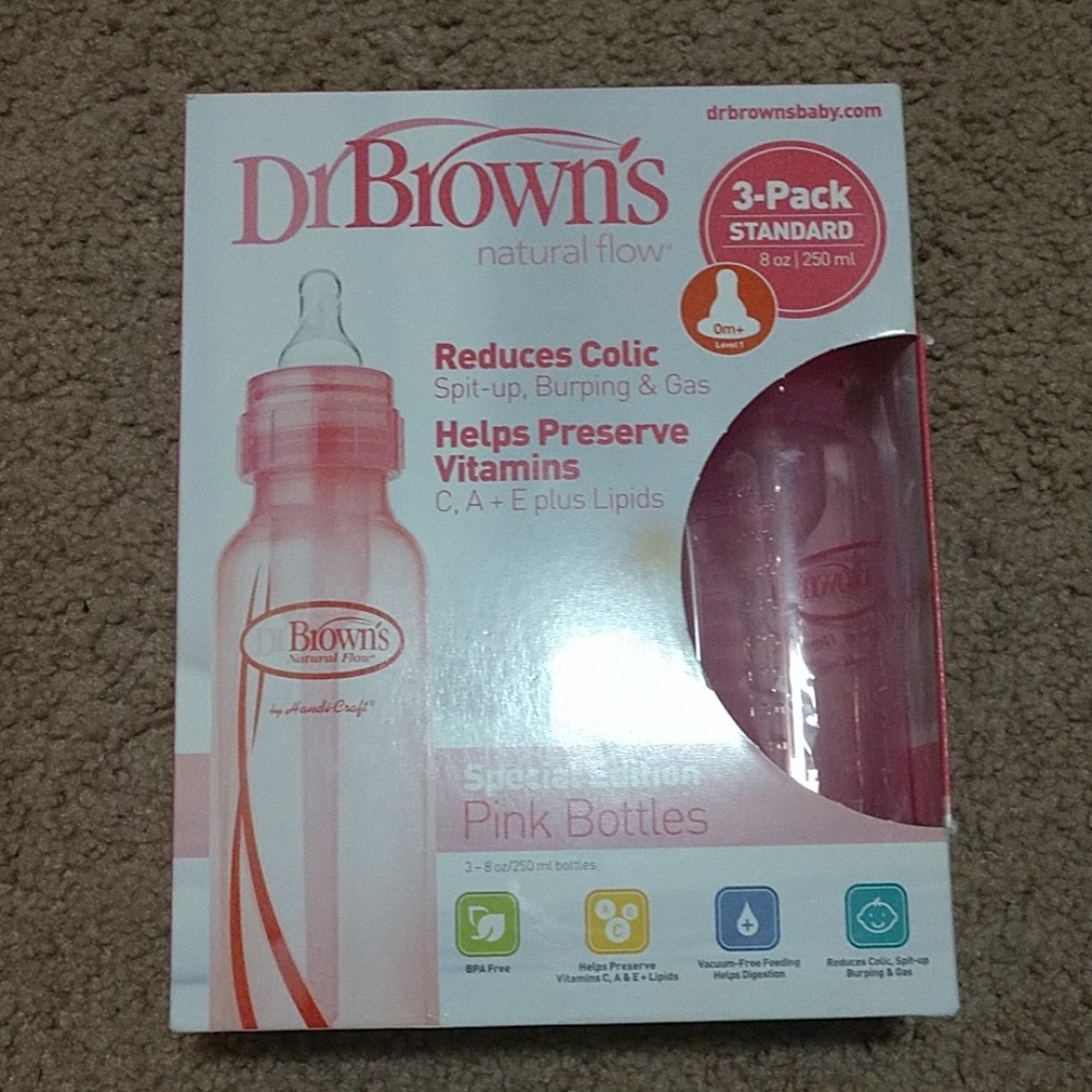 Dr Brown pink baby bottle NWOT